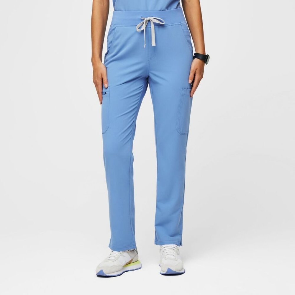 Yola High Waisted 2.0 - Skinny Scrub Pants in Ceil Blue